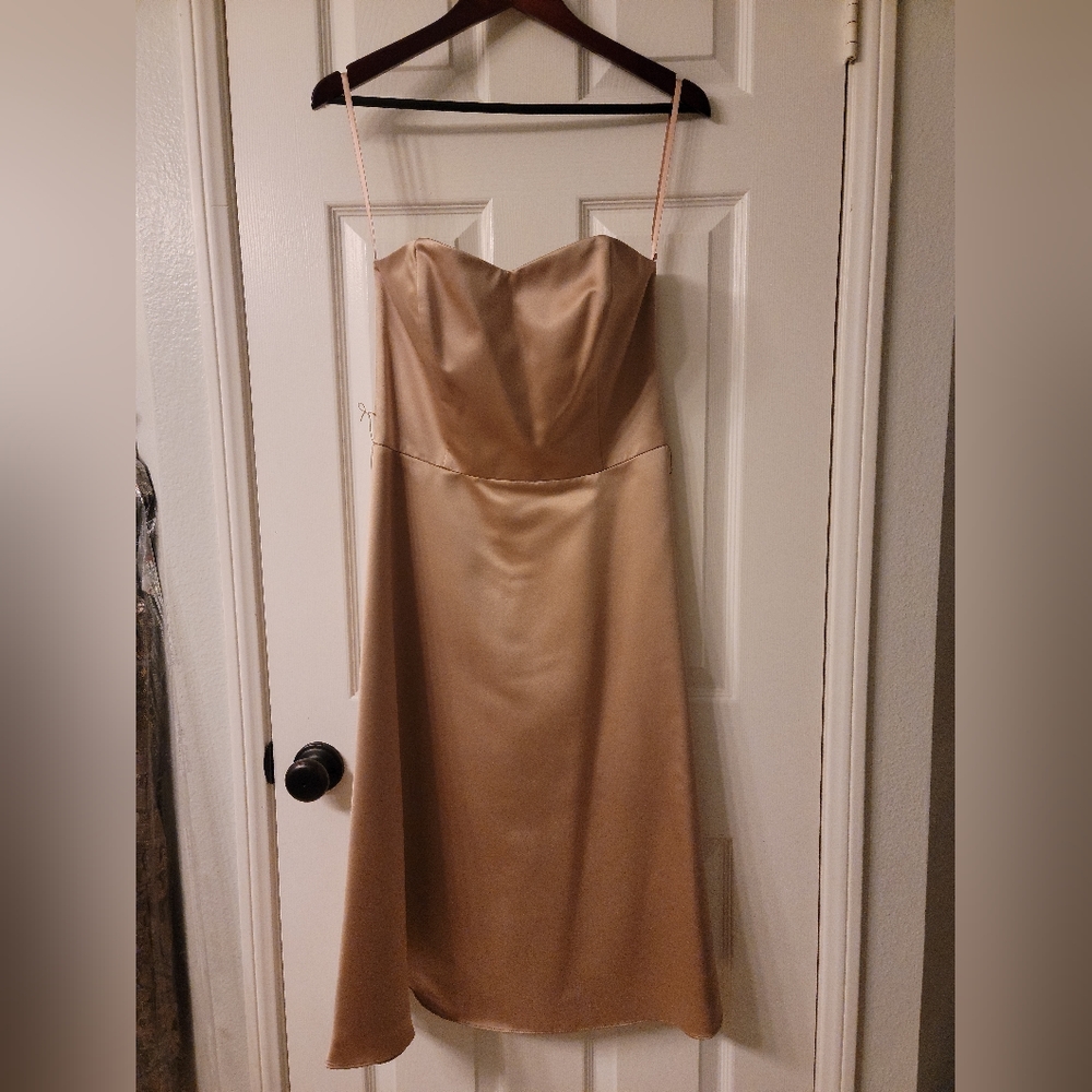 White House Black Market strapless champagne dress